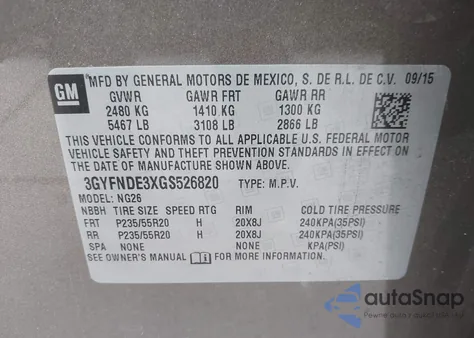 2016 Cadillac Srx Premium Collection из США, поврежденный, VIN 3GYFNDE3XGS526820